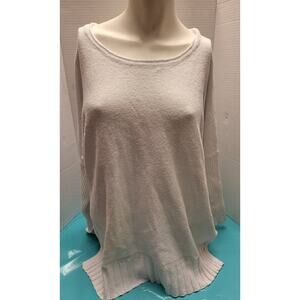 August Silk M White Sweater NWT Split Hem Long Sleeve Pullover Womens Top